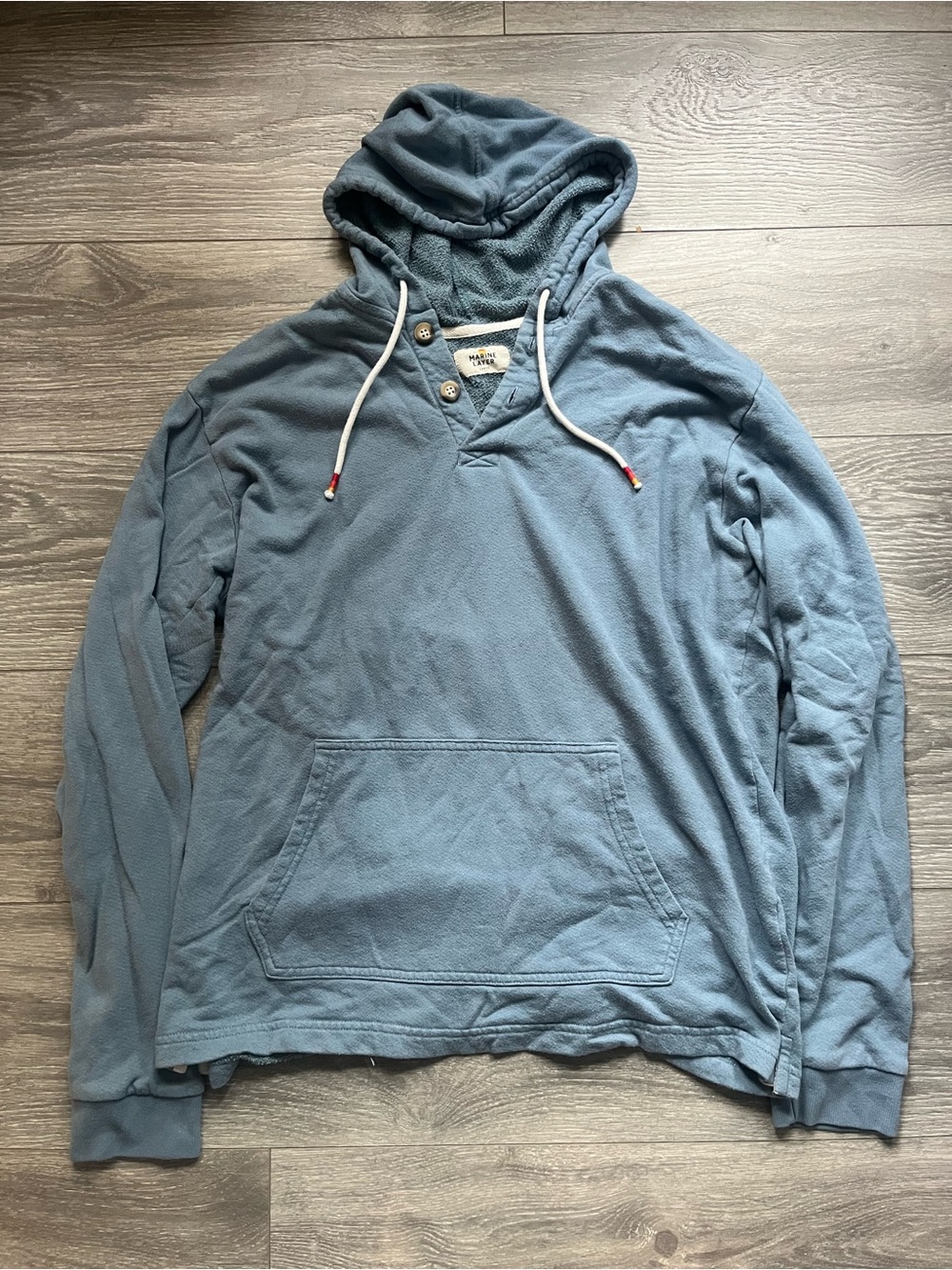 Marine Layer Blue Cotton Blend Long Sleeve Hoodie Sweatshirt Casual Boho Men’s L